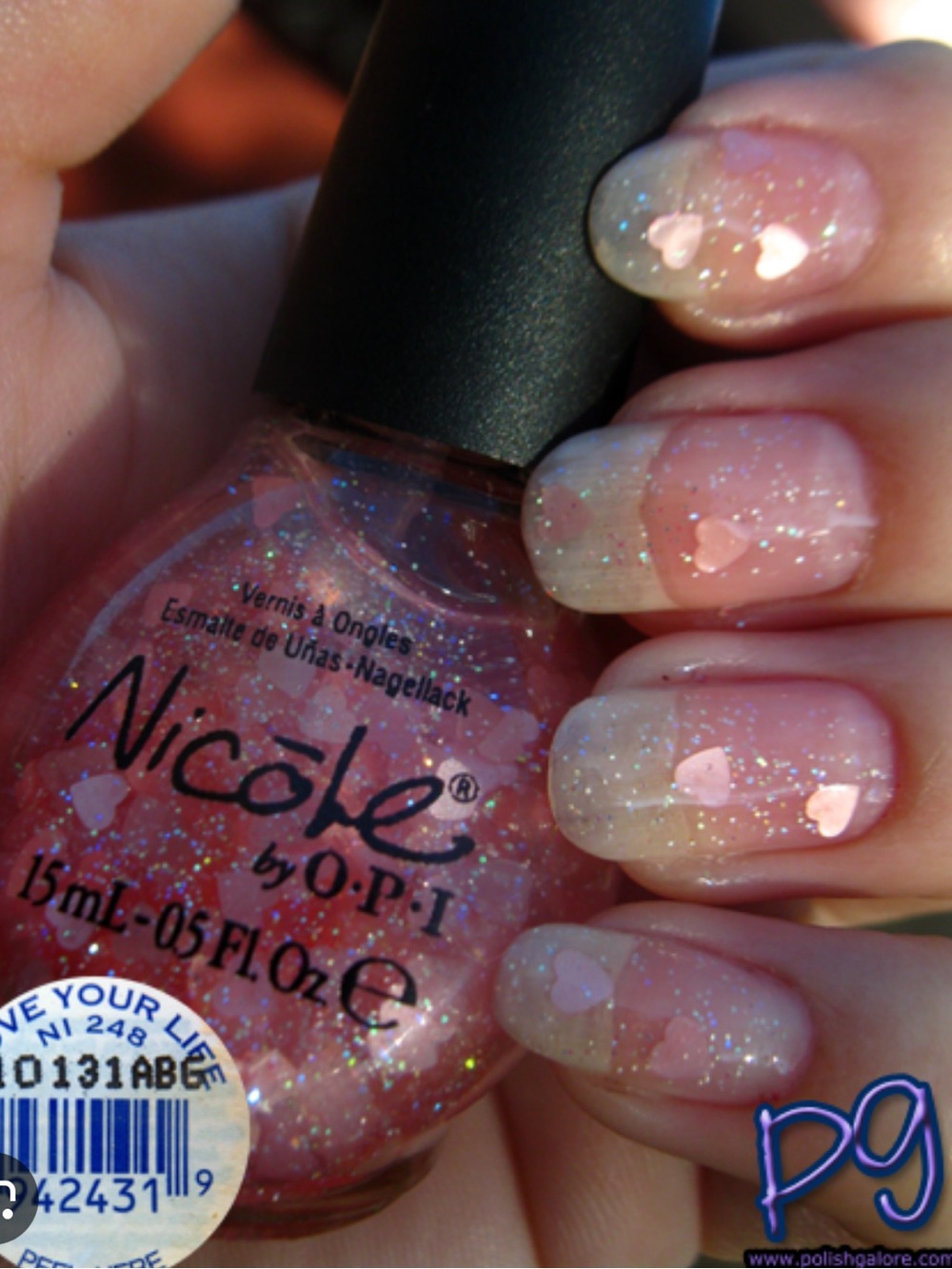 OPI Nicole Pink Heart Glitter Nail Polish